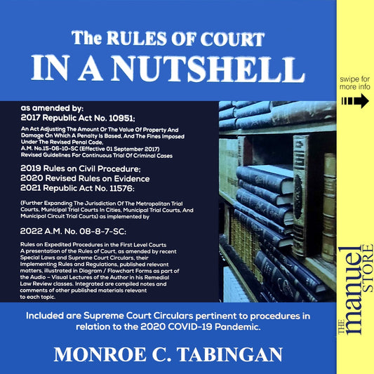 Tabingan (2020/2022) - Rules of Court in a Nutshell, As amended Civil Procedure Evidence - by Monroe