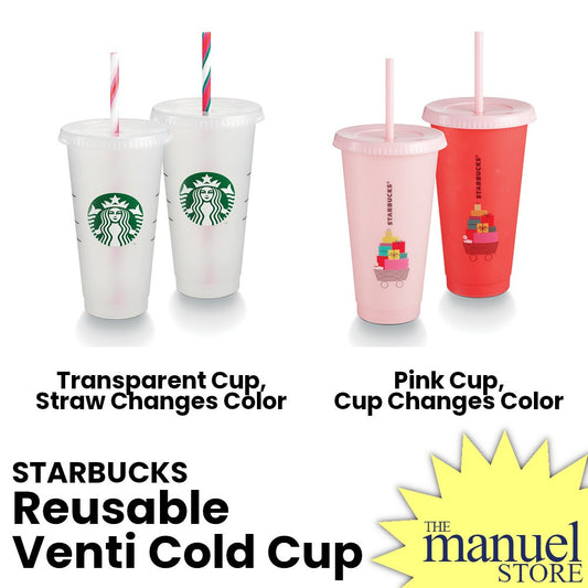 Venti Reusable Cold Cups - Changing Color - 24oz - Plastic Tumbler - Clear Pink