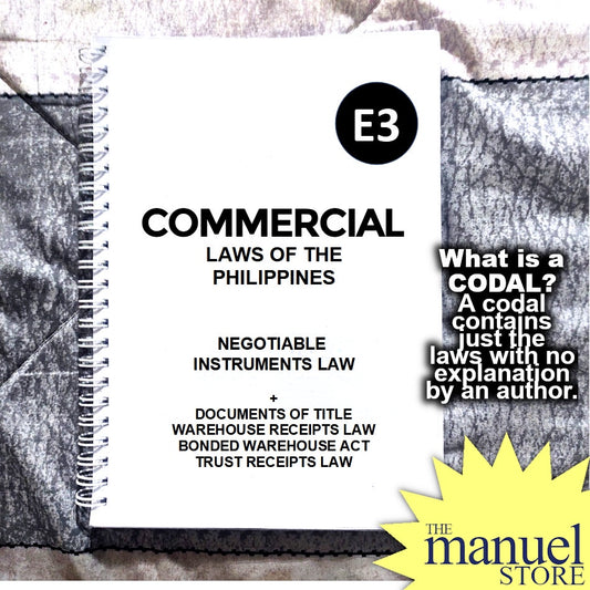 Codal Notebook (2023) - Negotiable Instruments, Documents of Title Warehouse Receipts Bonded Act E3